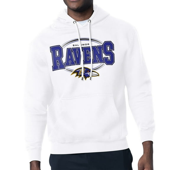 Men's Starter White Baltimore Ravens Team Track Graphic Pullover Hoodie