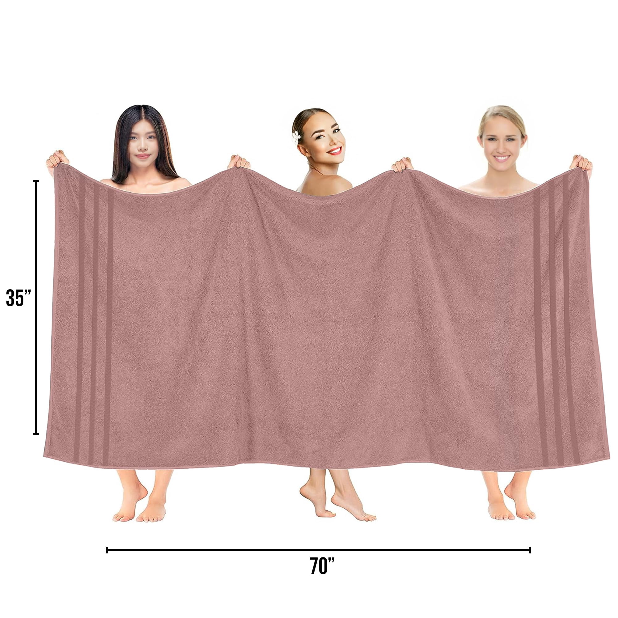 RIVERSIDE 2 Pack Luxury Bath Sheets 35×70 Soft Quick Dry Extra Large Cotton Towels 600 GSM Hotel Quality Spa - Dusky Pink