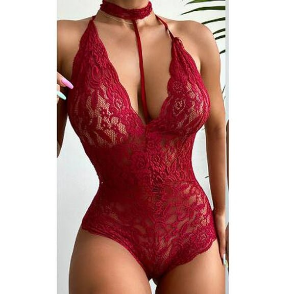uublik Valentines Lingerie Set for Women Babydoll Sexy Naughty Bodysuit Lace Plus Size