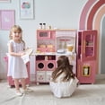 thumbnail image 2 of Teamson Kids Little Chef Savannah Wooden 3-piece Play Kitchen Set with Fridge, Sink, Stove & 21 Accessories, Pink, 2 of 14