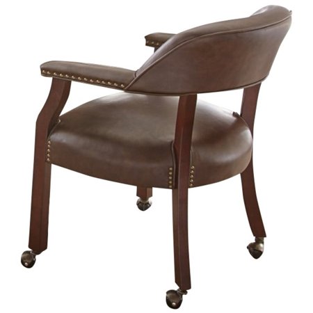 Pemberly Row Poker Table Chair With Casters In Cherry