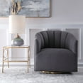 thumbnail image 7 of Uttermost Cuthbert Wood Stainless Steel and Fabric Swivel Chair in Brushed Brass, 7 of 7
