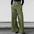 thumbnail image 2 of Women'S Faux Leather Pants Pu High Waist Wide Leg Pants With Pockets Pleated Fall Winter Fashion Flare Trousers, 2 of 4