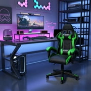 Bigzzia Gaming Chair with Heated Cushion, High Back Video Game Chairs with Pillow and Lumbar Support, Green