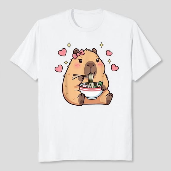 Cute Girls Capybara Ramen Kawaii Tea Kawaii Capy Lover Kids T-Shirt Unisex, Sizes S-5XL, Tbun