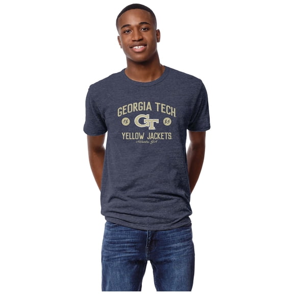Men's League Collegiate Wear Heather Navy Georgia Tech Yellow Jackets Victory Falls Tri-Blend T-Shirt