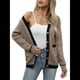 thumbnail image 3 of Chaquetas de Punto con Botones y Mangas Largas Abiertas para Mujer, con Bolsillos, para Otoño e Invierno Color Camello M, 3 of 10