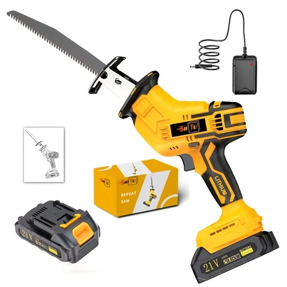 21V Cordless Reciprocating Saw with 1 Battery & Charger, Electric Cutting Tool for Wood, Metal, PVC