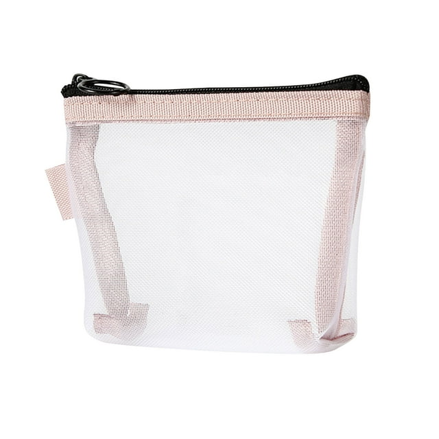 Sac de Rangement Compact pour Rouge à Lèvres, Étui de Voyage en Tissu Maillé, Design Imperméable avec Fermeture Éclair, Petite Taille Portable, pour Organisation de Maquillage, Emplacement pour Carte de Crédit, Équipement de Voyage Léger, pour Bureau/hôtel