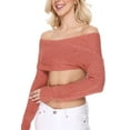 thumbnail image 2 of Yemak Women's Sexy Off The Shoulder Long Sleeve Wrappable Two Tone Shawl Sweater KC004-Blush-M/L, 2 of 6