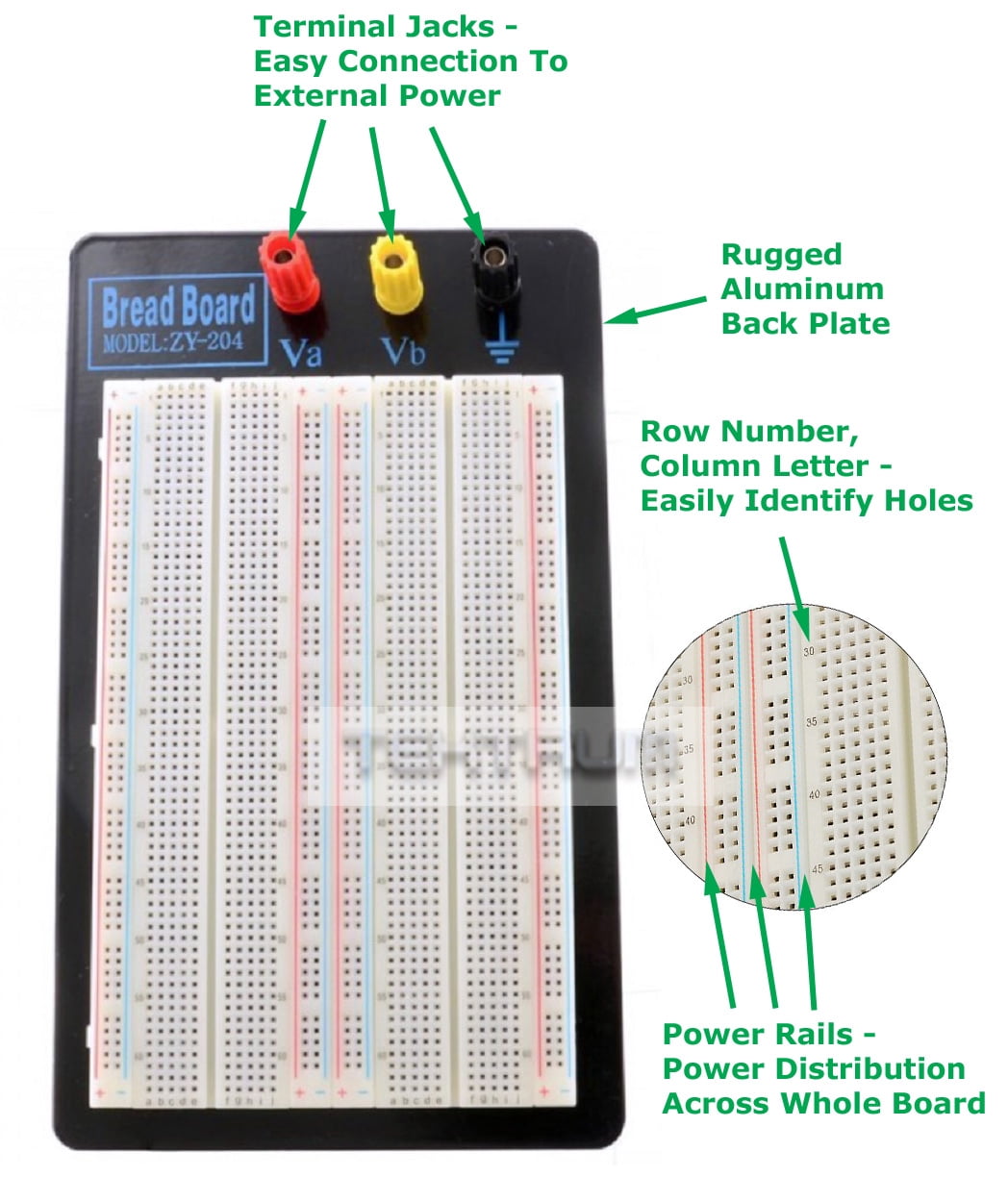 Tektrum Externally Powered Solderless 1660 Tie Points Plug in Breadboard