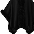 thumbnail image 4 of Women Poncho Fleece Cape Collar Knitted Cardigan Sweater Batwing Long Sleeve Shawl Wrap Coat Oversized Cloak Black-F Free Size, 4 of 4