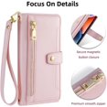 thumbnail image 6 of Phone Case for Samsung Galaxy S20 FE 5G 6.5 inch Wallet Cover and Screen Protector Flip Zipper Credit Card Holder Slot Stand S 20 EF UW S20FE5G S20FE 20S S2O Fan Edition 4G G5 Women Rose Gold, 6 of 17