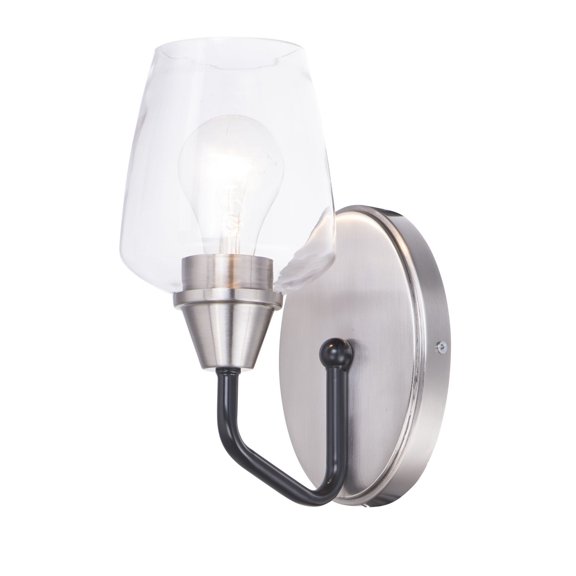 Maxim 26121CLBKSN 5 in. Goblet One-Light Wall Sconce, Black & Satin Nickel