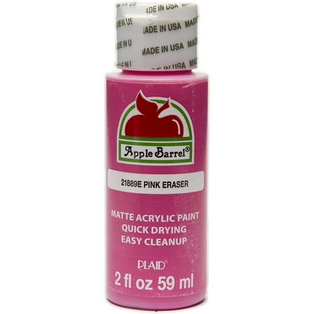 Apple Barrel 21889E Acrylic Craft Paint, Matte Finish, Pink Eraser, 2 fl oz