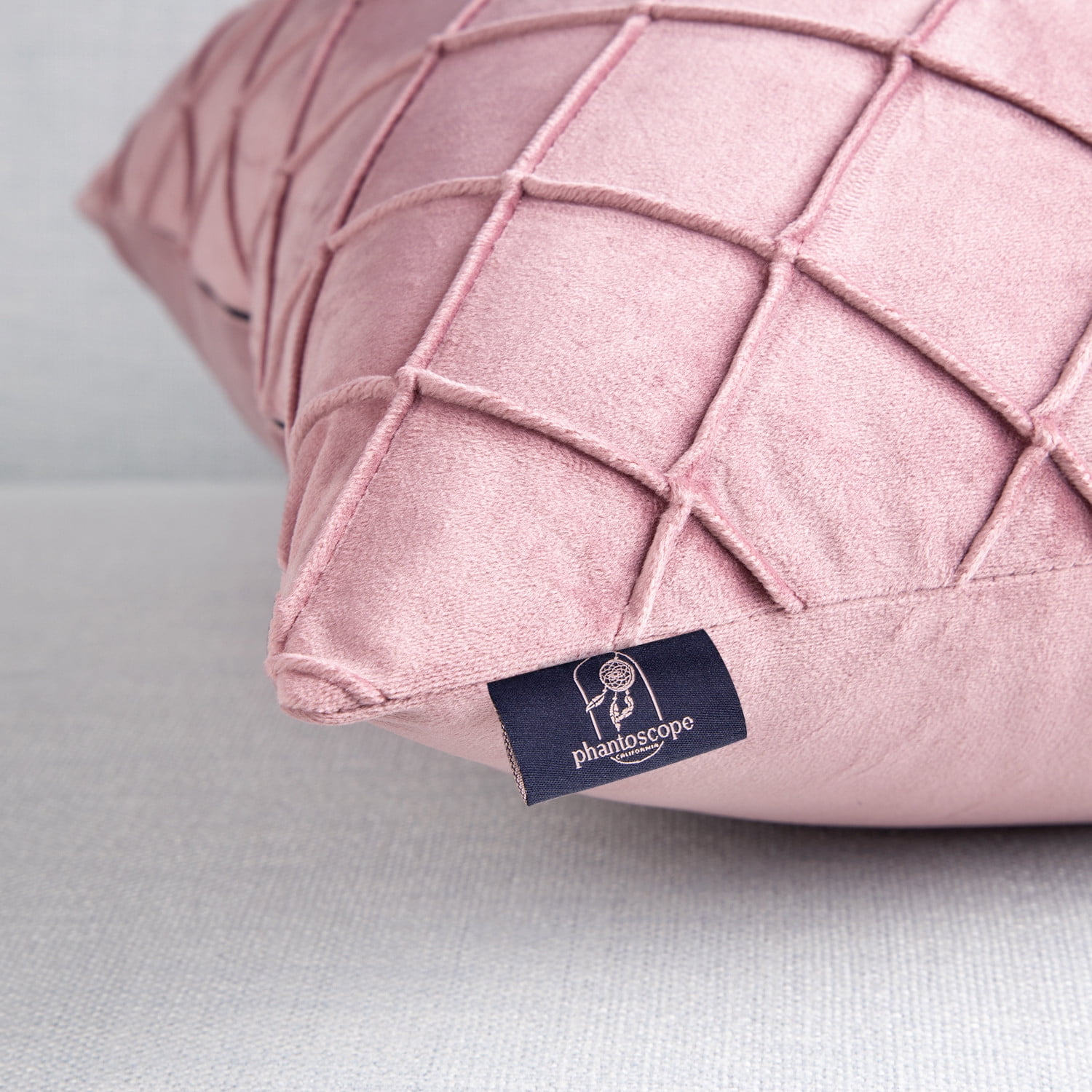 Phantoscope Designer's Choice Decorative Throw Pillow Set, Fluffy Faux Fur & Pleated Velvet Bundle, for Sofa Couch Bedroom, 18" x 18", Light Pink, 2 Pack