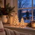 thumbnail image 6 of Clearance! Vintage Lighted Christmas Tree Figurine, 7" Wooden Tabletop Christmas Decor with Lights, Rustic Holiday Centerpiece for Mantel Shelf Home, 6 of 8