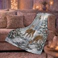 thumbnail image 6 of Winter Wildlife Deer Cardinals Snowy Forest Christmas, Peaceful Mountain Lake Scene, Warm Flannel Blanket for Cabin and Lodge, Outdoor Lovers Friendship Gift, Artistic Home Decor, 6 of 9