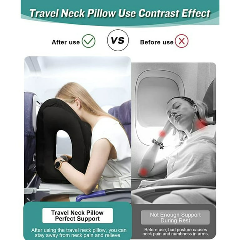 Upgraded Inflatable Air Cushion Travel Pillow Headrest Chin Support  Cushions for Office Car Airplane Plane Rest Neck Nap Pillows