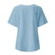 thumbnail image 3 of Gibobby Blusa de Trabajo de Manga Corta Nueva camiseta algodón informal con estampado Retro literario y artístico elegante para mujer(Azul,CH), 3 of 4