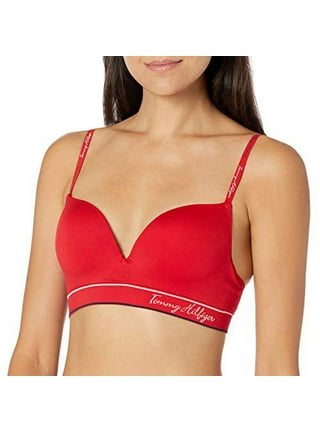 Tommy Hilfiger Women's Cotton Lounge Scoop Back Bralette (Tango Red) Size  Large