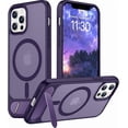 thumbnail image 1 of Funda con Soporte Magnético invisible, Delgada Mate, para iPhone 12/12 Pro, Morado, 1 of 7