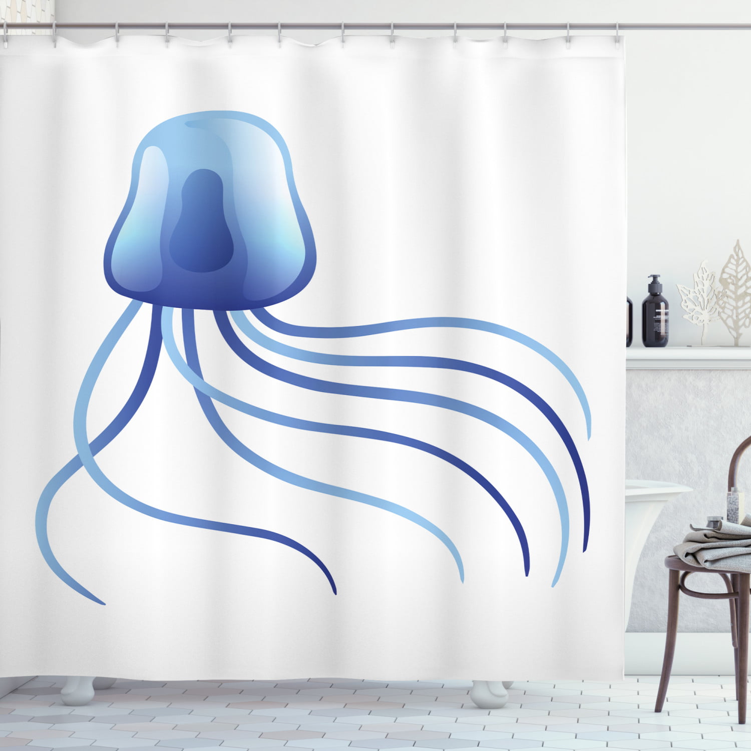 Details about   Purple Jellyfish Print Waterproof Bathroom Shower Curtain Toilet Cover Mat Se 