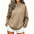 thumbnail image 2 of Women's Half Zip Pullover Sweatshirt Oversized Long Sleeve Mock Neck Casual Top with Collar Solid Color Relaxed Fit Fleece Jumper, 2 of 8