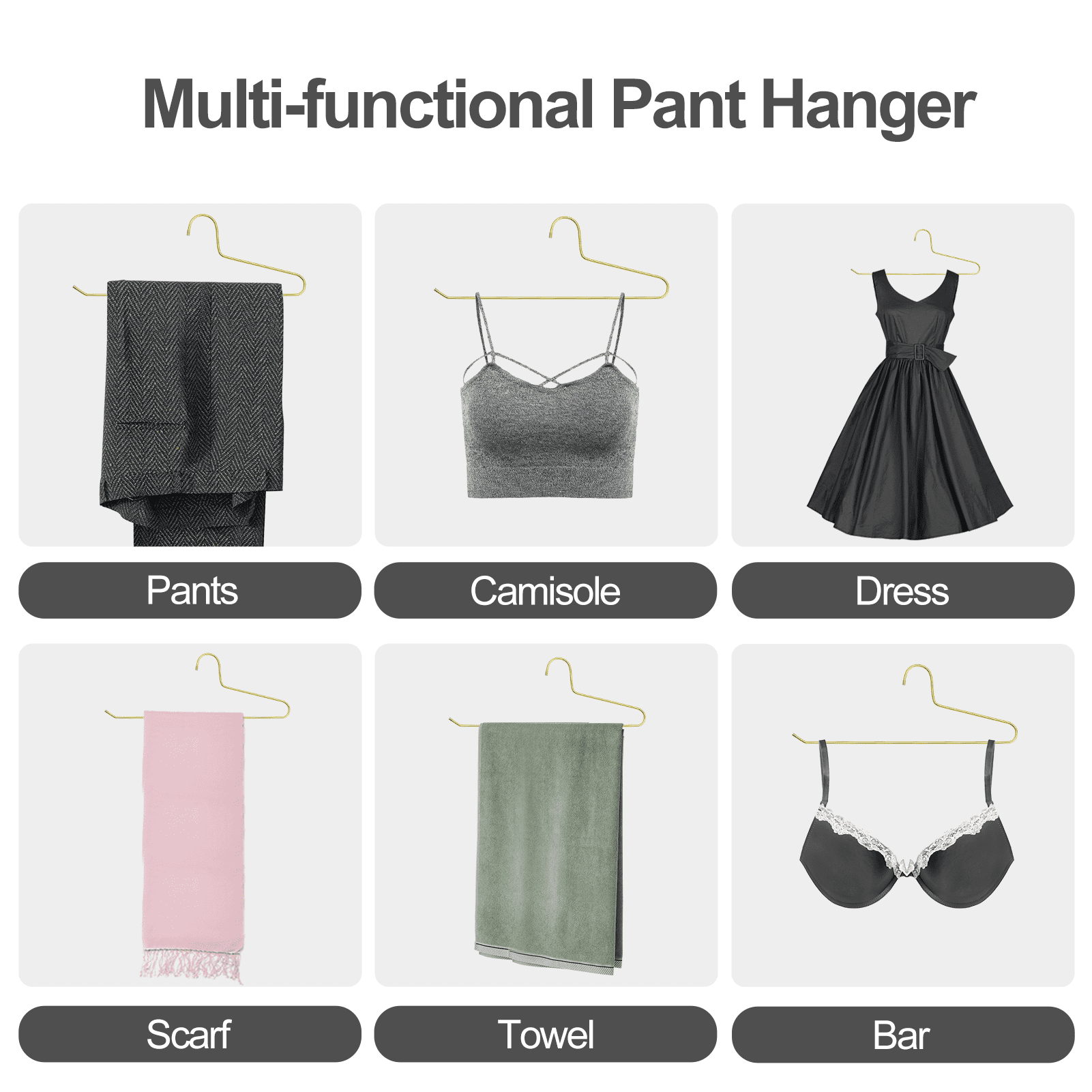 Specilite 13.4in Open Ended Metal Pants Hangers Space-Saving for Jeans,Pants, Towel, Gold-30 Pack