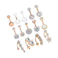 thumbnail image 1 of fastboy 14 Pcs Bagues de Nombril 14G en Acier Inoxydable 10mm Kit pour Adolescentes Femmes Or Rose, 1 of 9