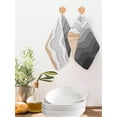 thumbnail image 2 of Grey Geometric Beach Kitchen Dish Towels for Drying Dishes Set of 2, Ombre Waves Moire Abstract Art Waffle Weave Microfiber Hand Tea Bathroom Towels Quick Dry & Absorbent Towel 12x12, 2 of 7