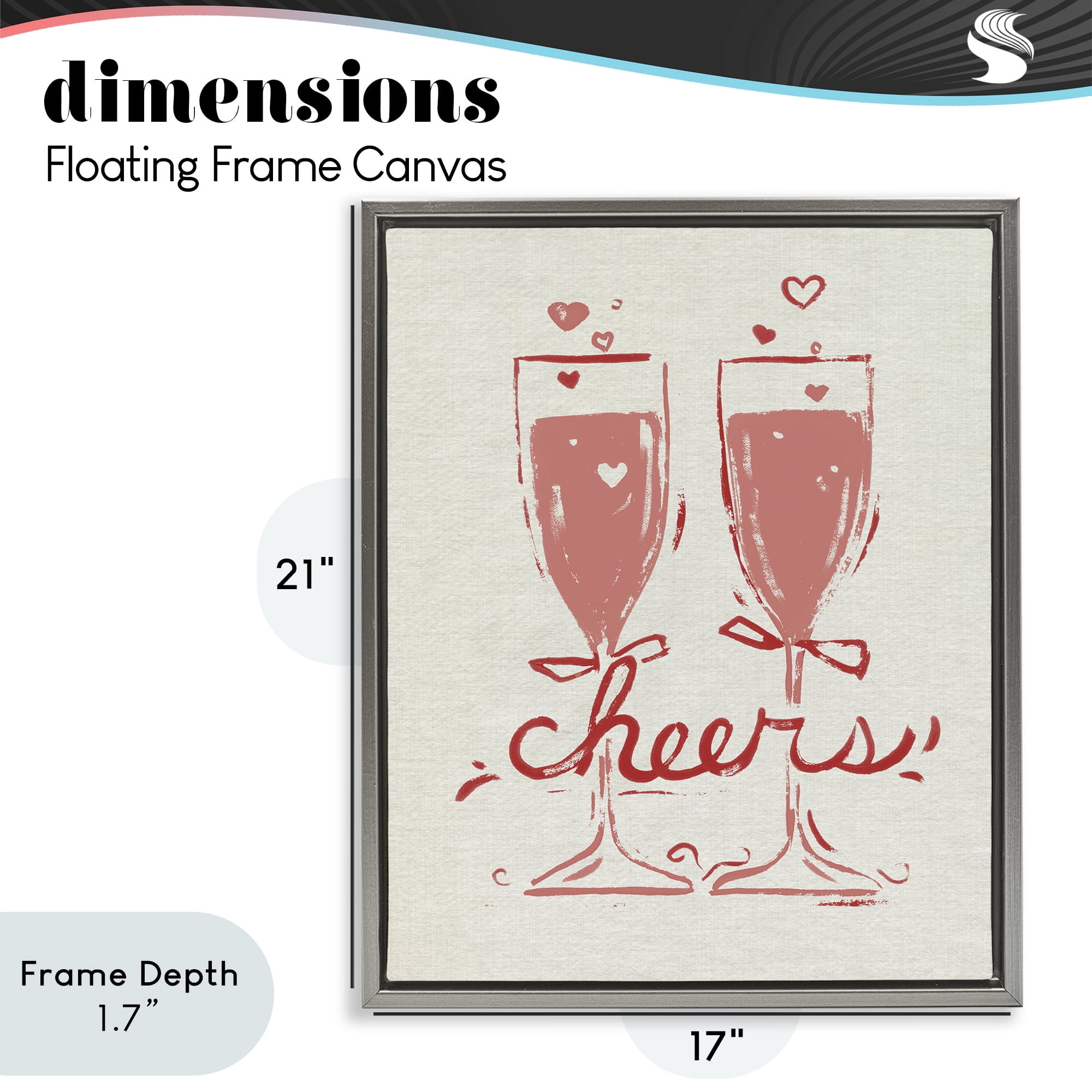 Stupell Industries Romantic Cheers To Love Gray Framed Floater Canvas Wall Art, design by June Erica Vess