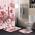 thumbnail image 6 of YiBai Love Valentine's Day Shower Curtain Four-piece Set Shower Curtain Four-piece Set Polyester Waterproof Bathroom Partition Curtain Toilet Mat, D, 6 of 6