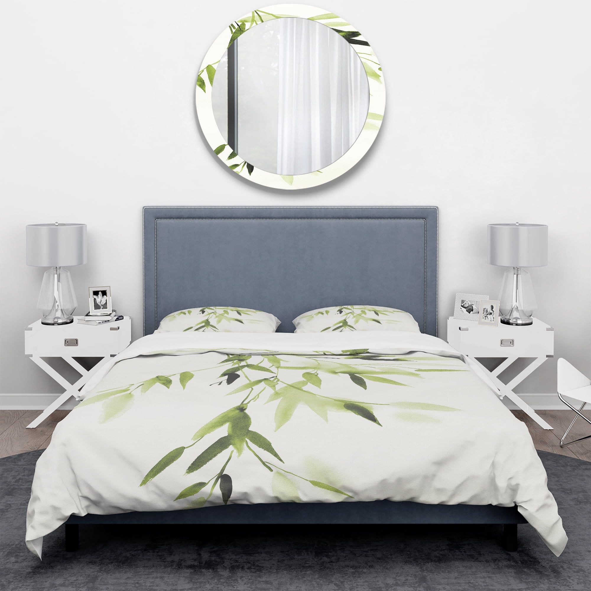 Designart 'Simplist Bamboo Leaves I' Cottage Duvet Cover Set