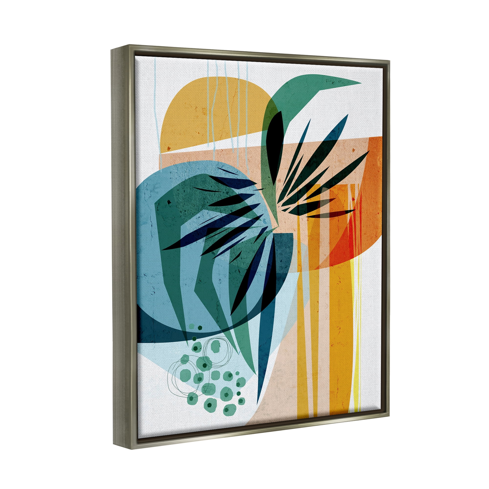 Stupell Summer Tropics Abstract Botanicals Abstract Painting Gray Floater Framed Art Print Wall Art