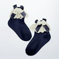 thumbnail image 5 of Caqnni Baby Lace Socks Girl Eyelet Ruffle Socks Toddler Dress Crew Socks (Navy,1-2 Years), 5 of 5
