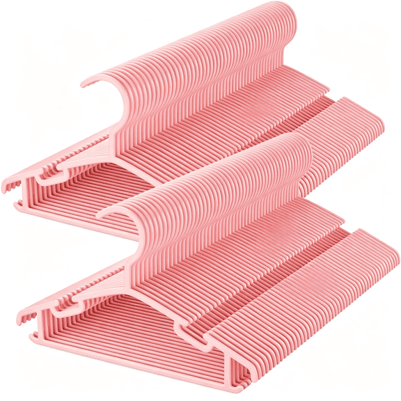 LQSEO Baby Hangers 100Pcs Non-Slip Kids Plastic Hangers for Closet, Space Saving Toddler Hanger for Infant Clothing, Childrens Hanger Pink Plastic Baby Hangers Pink