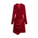 thumbnail image 1 of Laklulu - Vestido de cóctel ajustado con mangas largas y escote en V cruzado para mujer, rojo, XL, 1 of 6