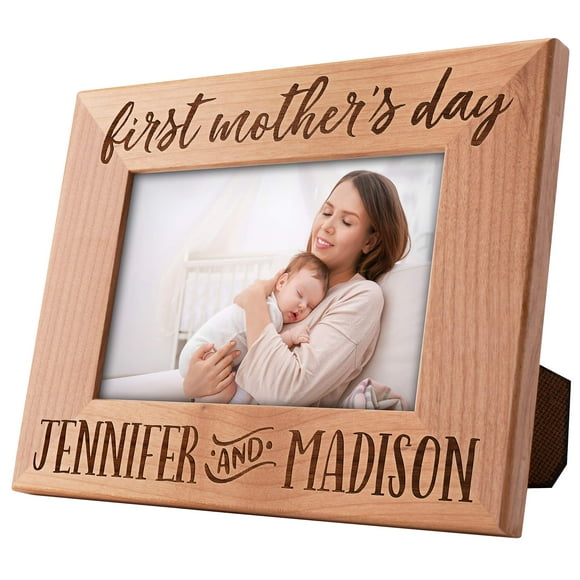 Customization Mill Personalized 1st Mother's Day Picture Frame, New Mom Gifts | Names, 4 Designs, 2 Sizes | Gift for Mom from Sister, Daughter, Son, Husband, Friend, Mom, Unique Gift Ideas