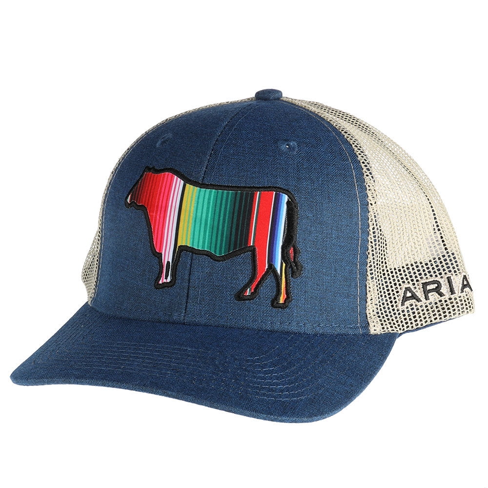 Ariat Mens Western Hat Baseball Mesh Cap Snap Back Logo Serape Bull 1517327