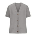 thumbnail image 6 of UAMVSH Button up Shirt Women Knit Casual V Neck Short Sleeve Oversized Lightweight Cardigan Beach Vacation Tops, 6 of 7