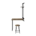 thumbnail image 4 of Maklaine Contemporary Wood Folding Wall Desk with Stool in Oak, 4 of 7