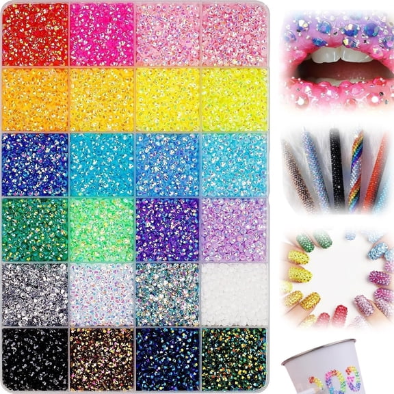 DIY Resin Rhinestone Kit for Bedazzling, Resin Jelly Rhinestones for Bedazzling, Multicolor 3mm Flatback Gems for Diamond Art 3Pcs B7000 Jewelry Glue for Bedazzled Nail Art