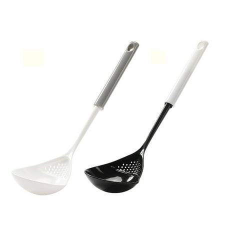 

Baywell 2 Pack Kitchen Long Handle Heat Resistant Plastic Soup Spoon Food Grade Drainage Colander Cooking 2 in 1 Scoop Filter Soup Spoon