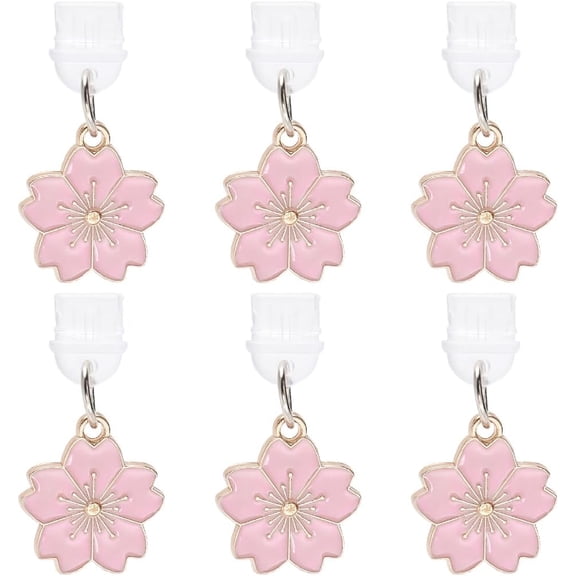6 Pcs Tiny Cherry Blossom Cell Phone Charm Type-C Charging Port Anti Dust Plug Type C USB Plug Charm Cell Phone Pendant for Samsung/OnePlus/Xiaomi/Oppo Android Phone iPhone 15/16 Pink Pink