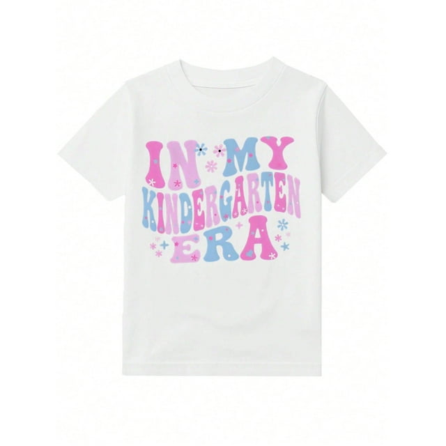 Girls & Boys Retro Typography Cotton Graphic Tees, Back To School Clothes Girls, Black Summer Shirts With Groovy Letters, Gift For First Day of School, Round Neck Short Sleeve T-Shirt