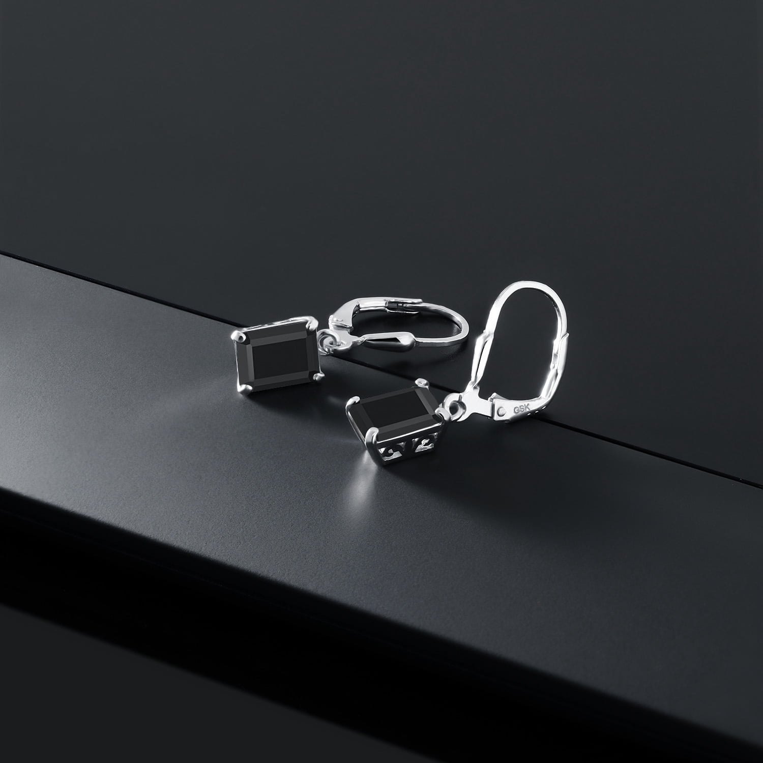 Gem Stone King 925 Sterling Silver Black Onyx Dangle Earrings for Women (3.27 Cttw, Gemstone December Birthstone, Octagon 8X6MM)