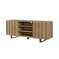 thumbnail image 3 of 60" Modern Wood TV Cabinet with Paneled Doors - Oak / Black, 3 of 5