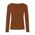 thumbnail image 3 of Rhuody Girl Spring Tops Long Sleeve Shirts Ribbed Layering Tops U Neck Slim Fit Basic Tee Undershirts Cute Wear Orange 13-14 Years, 3 of 5