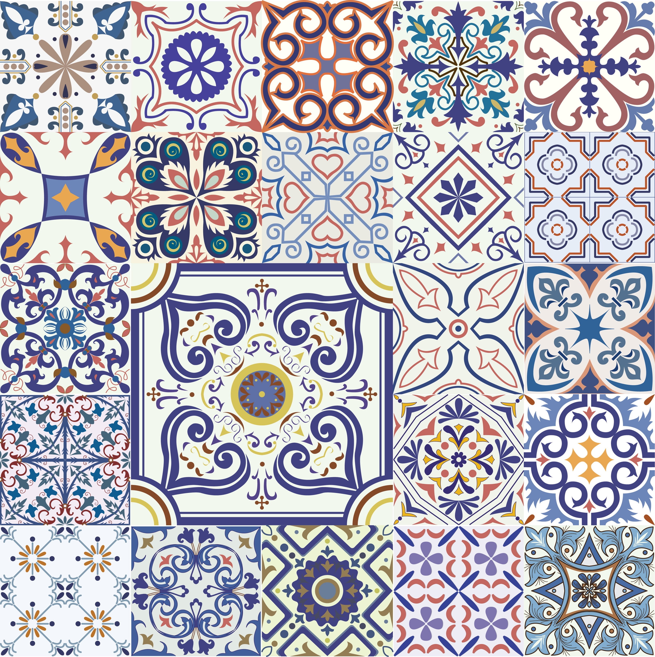 Portuguese Tile Removable Wallpaper 10’L x 24’‘W - Walmart.com